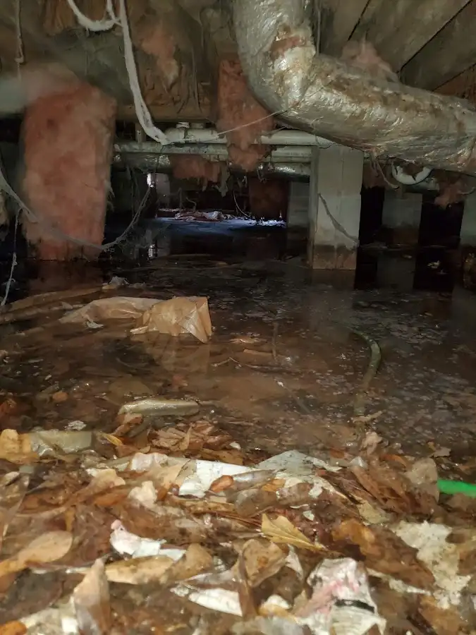 Crawl space flood assessment for Commercial Water Damage Restoration in Emmaus