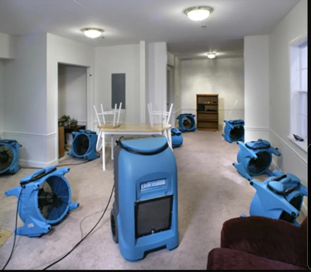 Air movers and dehumidifier setup for Water Extraction & Removal in Emmaus